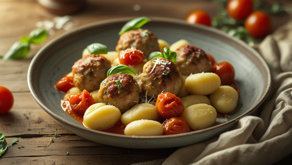 Tuscan Chicken Meatballs with Gnocchi